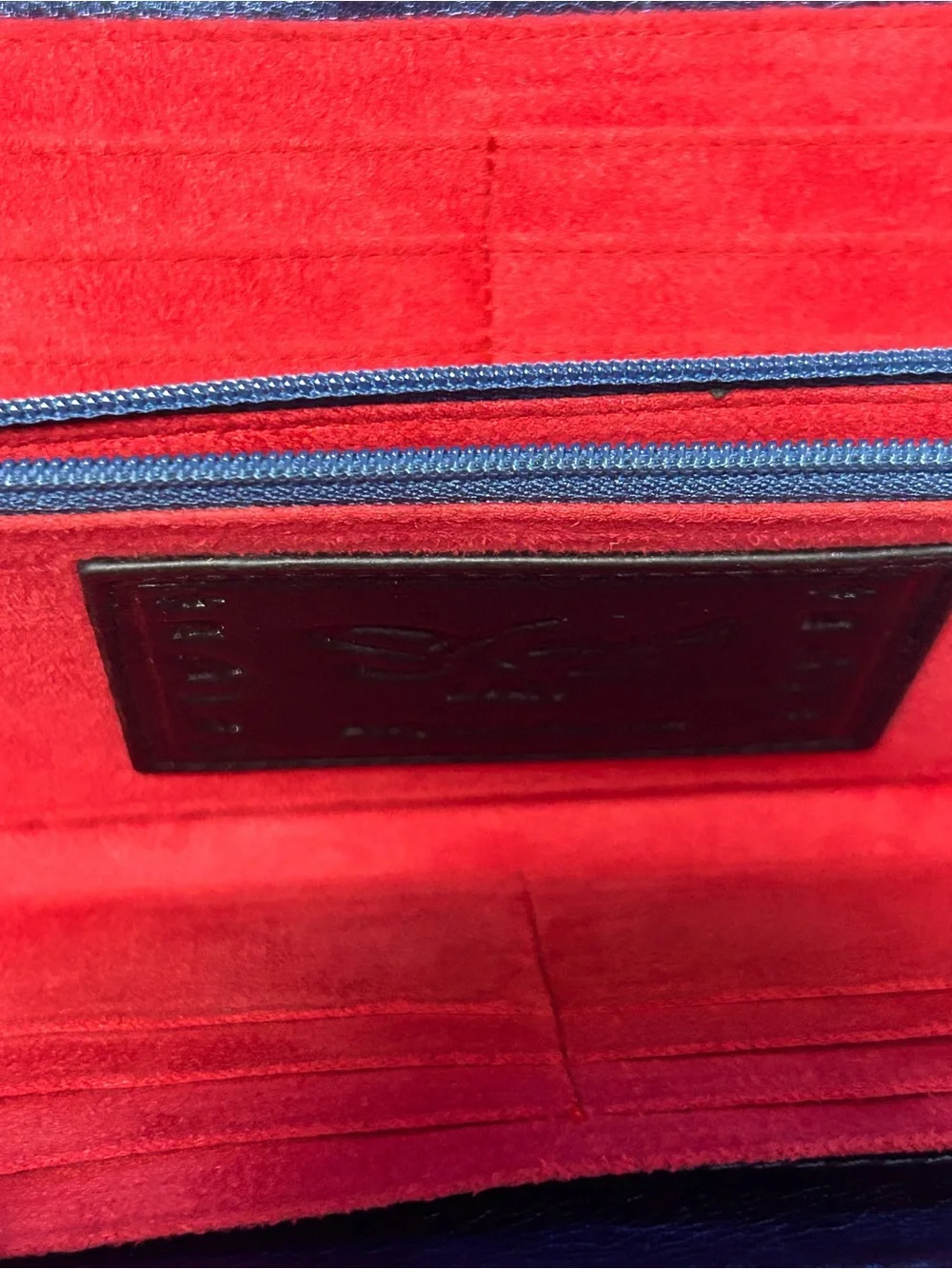 Sharif Legacy Pearlized Leather Wallet in Metallic Blue Approx.. 7 x 5